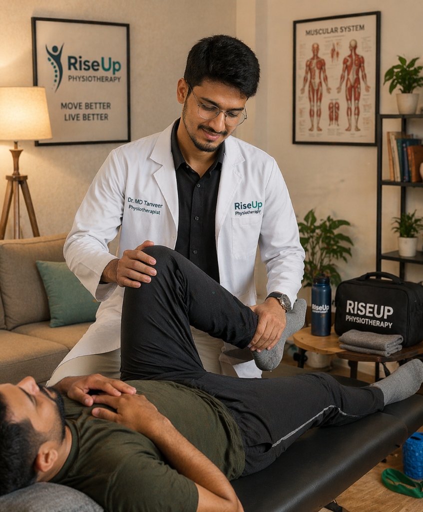 Dr. MD Tanveer providing home physiotherapy