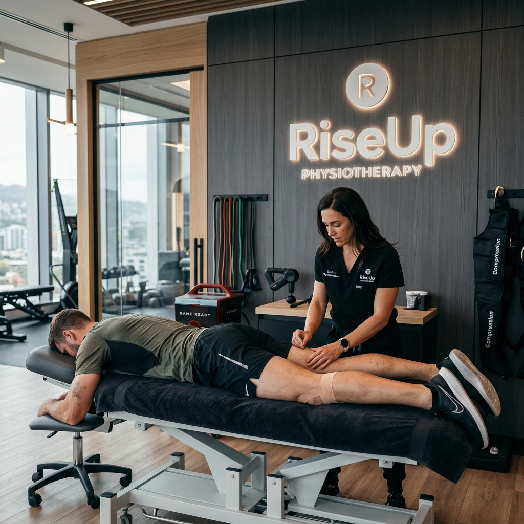 RiseUp Sports Recovery Physiotherapist treating an athlete
